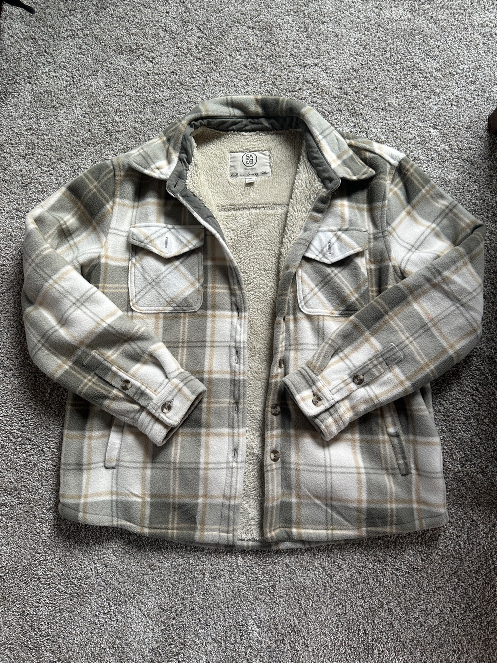 Plaid Sherpa-Lined Jacket - Neutral Plaid